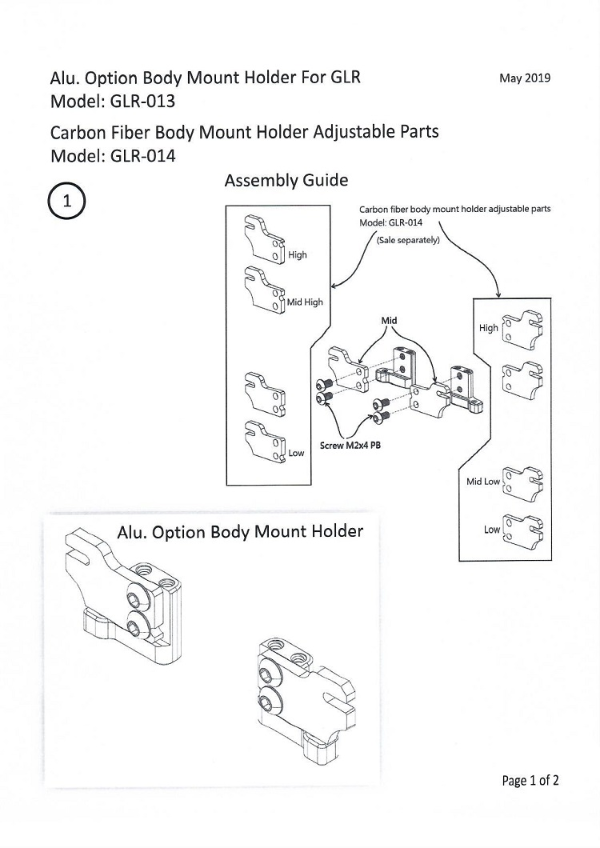 Aluminum Option Body Mount Holder For GLR