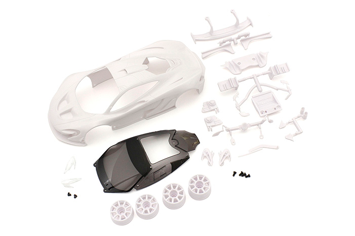 McLaren P1 GTR White body set (with Wheels) - Click Image to Close