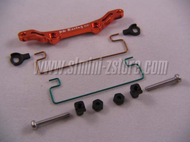PN Racing MR-02 Front Sway Bar Set with 0.5° Caster Bar (Orange) - Click Image to Close